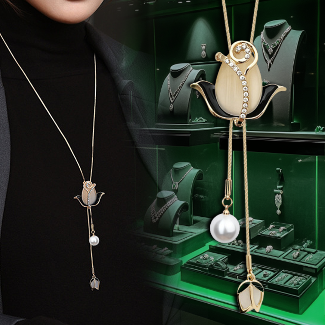 💥 EDICIÓN LIMITADA❗️  | Collar con colgante de cadena larga con flor de tulipán